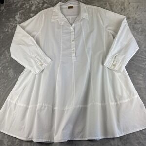 Tulip Oversized Shirt Dress Womens Size Large White Tunic Button Classic (1303)